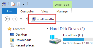 Type shell:sendto into the address bar